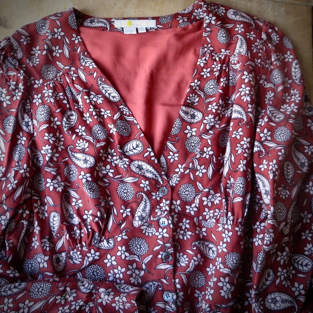Boden Paisley Dress Size 8 Autumn Rust Colored Excellent Condition